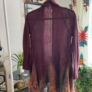 Moth / Anthropologie Burgundy and Brown Ombre Cardigan